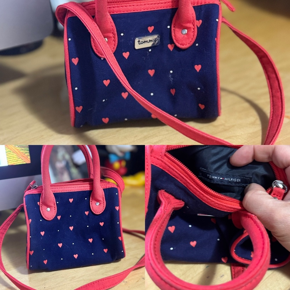 Tommy Hilfiger Mini Bag in Navy and Red with Heart Accents